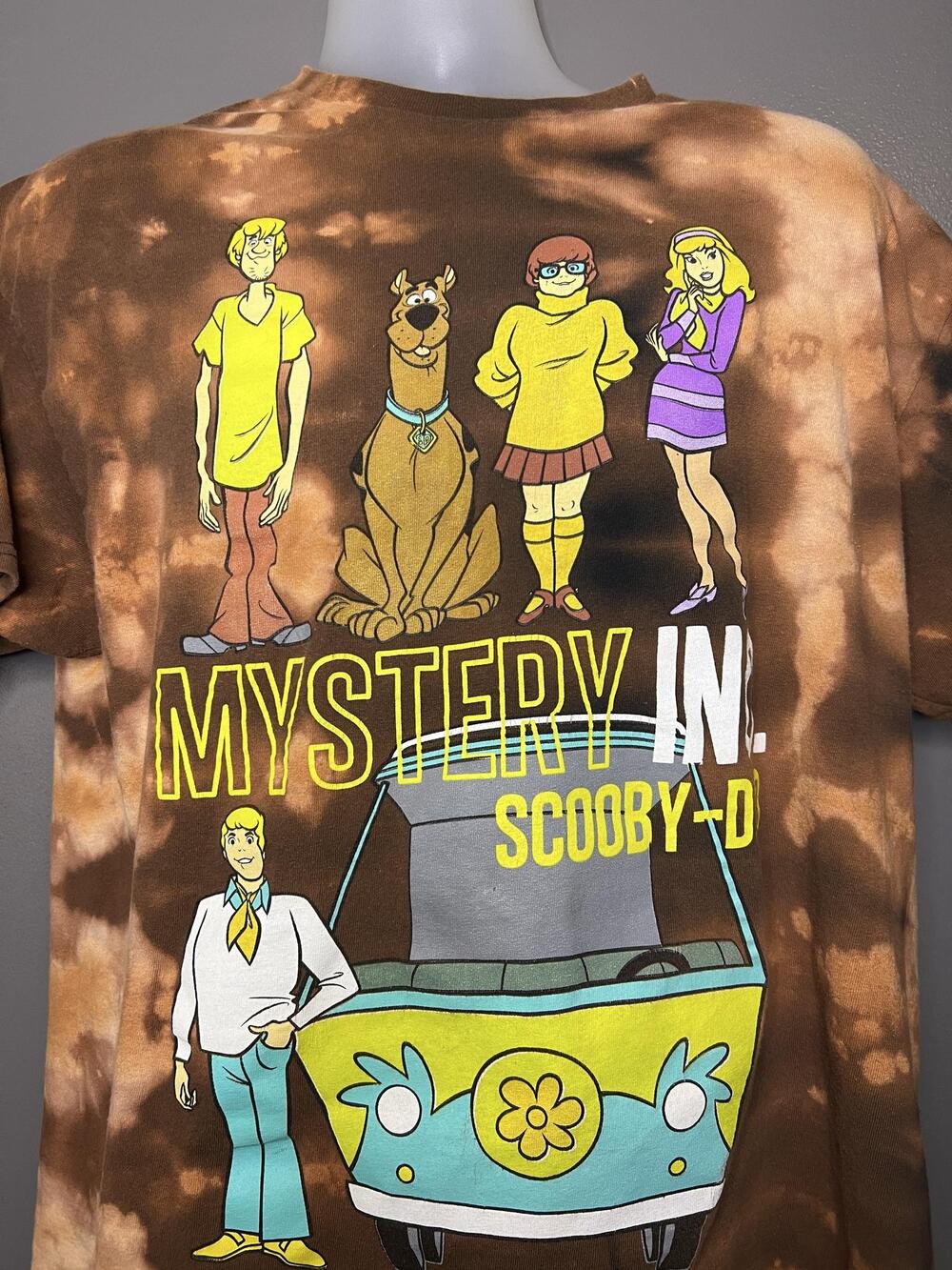 Scooby-Doo Shirt Mens XL Brown Tie Dye Mystery Inc Van Graphic Tee Cartoon Show